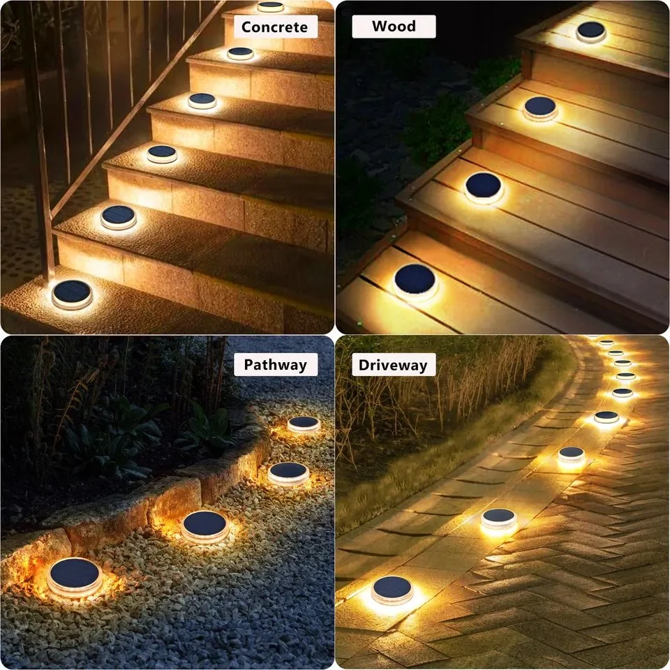 Hot Outdoor IP68 Solar Powered Deck Light 4 Pack Ground Pathway Driveway Garden Lamp